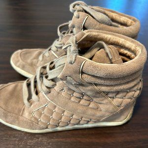 Vince Camuto hidden heel suede hightop sneakers